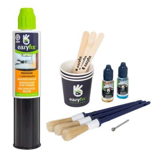 Holzfäule standardset. Alle Basisprodukte für die Reparatur von Schäden durch Holzfäule.